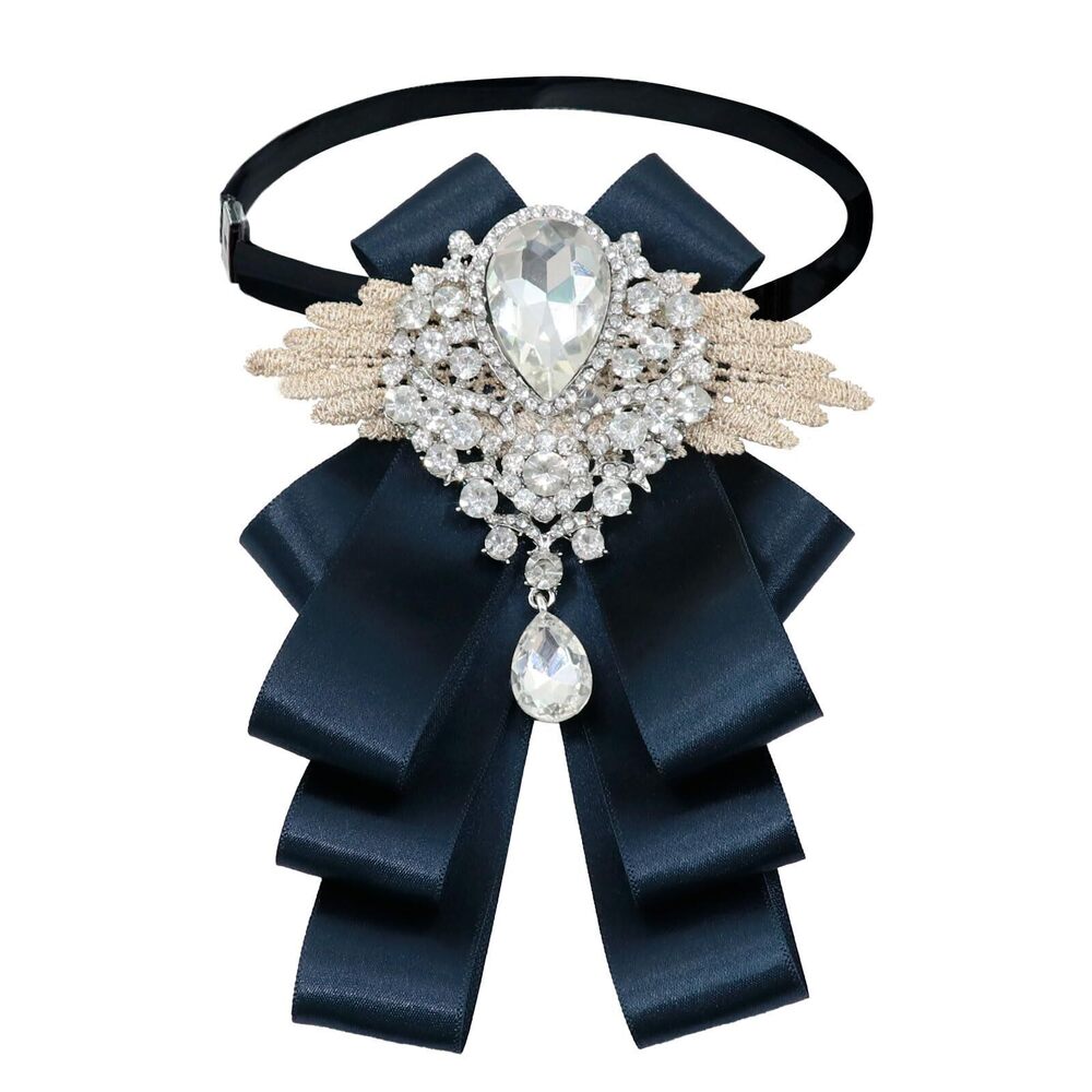 2669 Bow Tie, Ribbon Rhinestone Crystal Bowknot Tie for Wedding Party